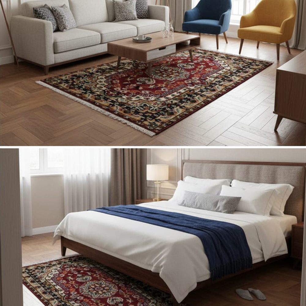 Traditional Jewel-Toned Floral Area Rug