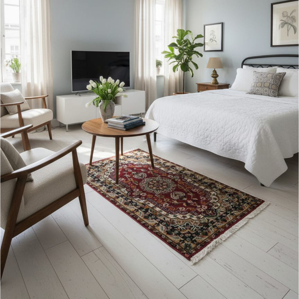 Traditional Small-Format Burgundy Area Rug